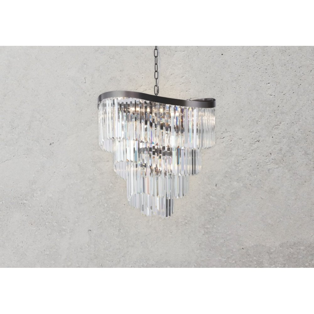Waverly 12 Light Brushed Black Chrome Chandelier