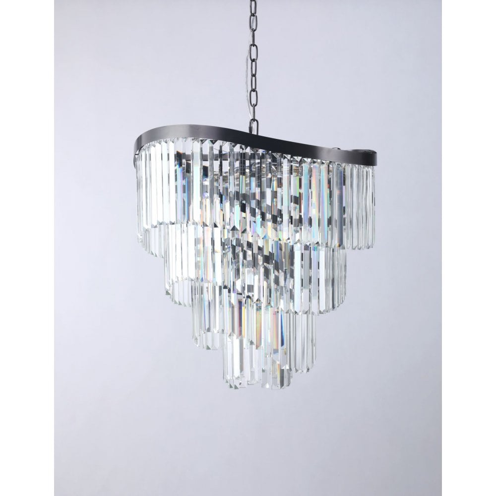 Waverly 12 Light Brushed Black Chrome Chandelier
