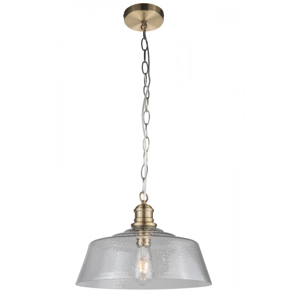 Millar Single Glass Pendant in Antique Brass