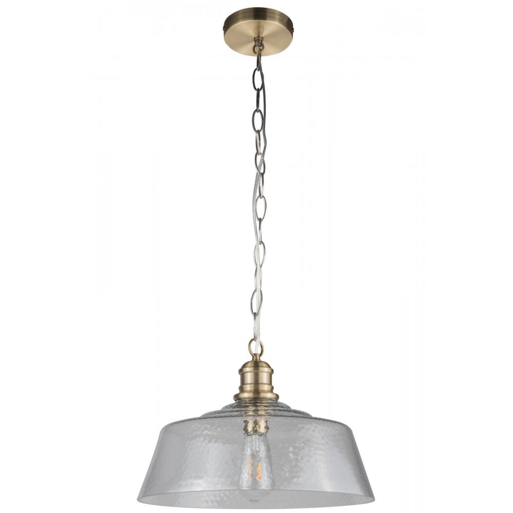 Millar Single Glass Pendant in Antique Brass