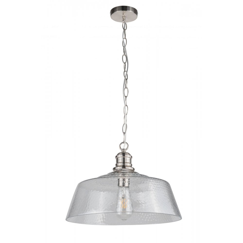 Millar Single Glass Pendant in Satin Chrome
