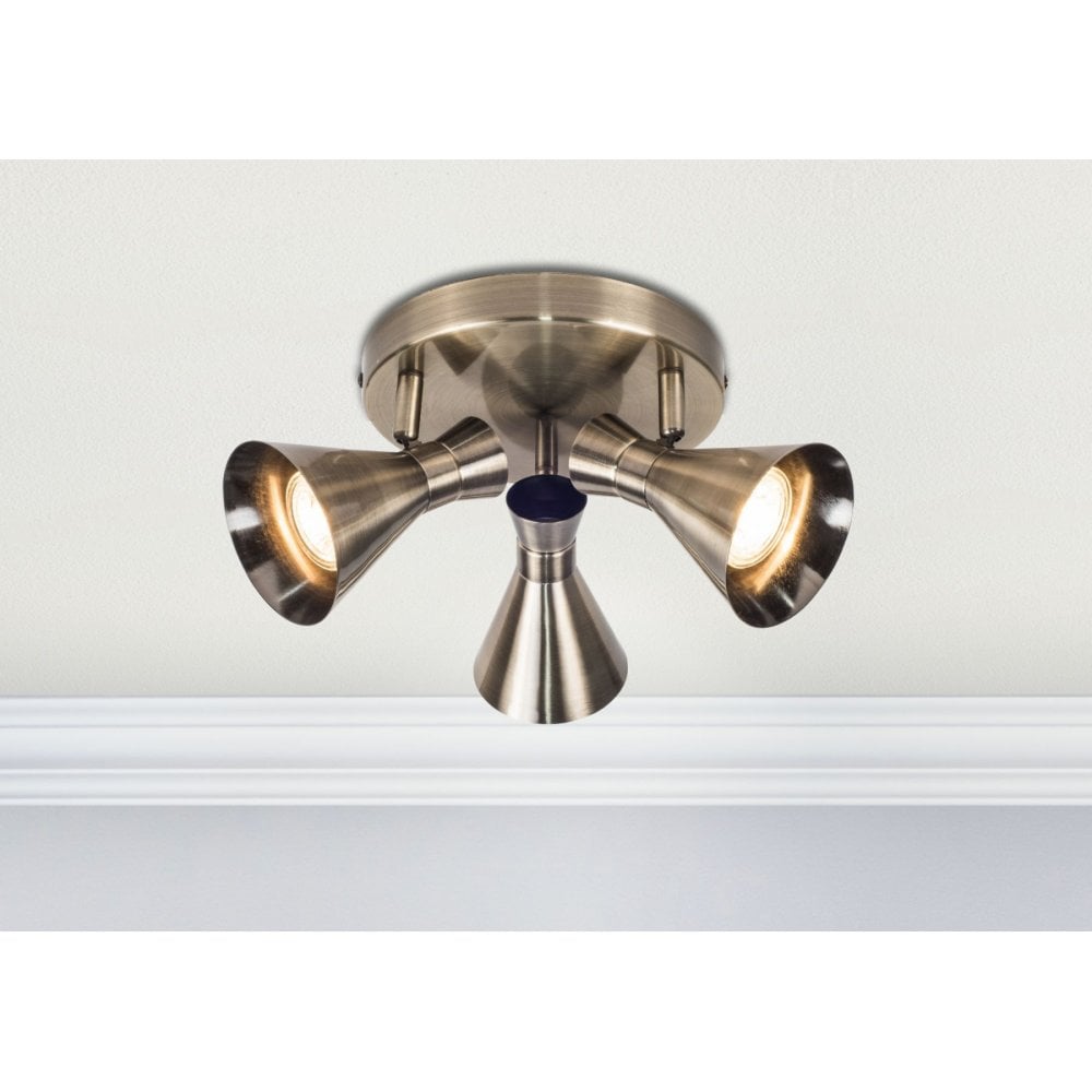 Pixar 3 Light Spotlight in Antique Brass