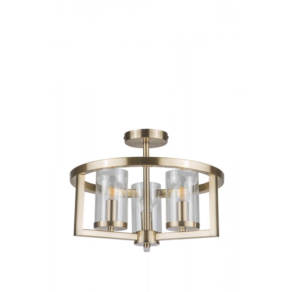 Costello 3 Light Antique Brass Semi Flush