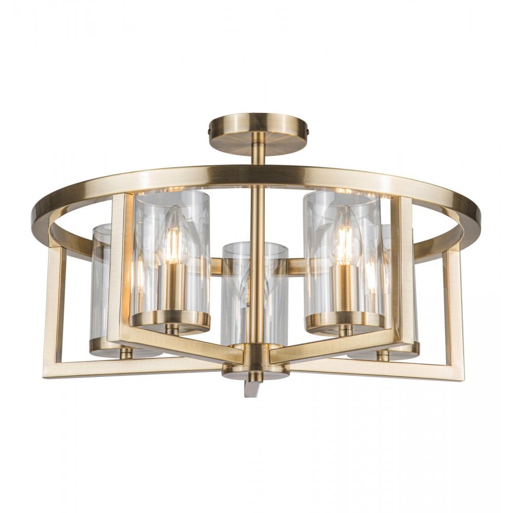 Costello 5 Light Antique Brass Semi Flush