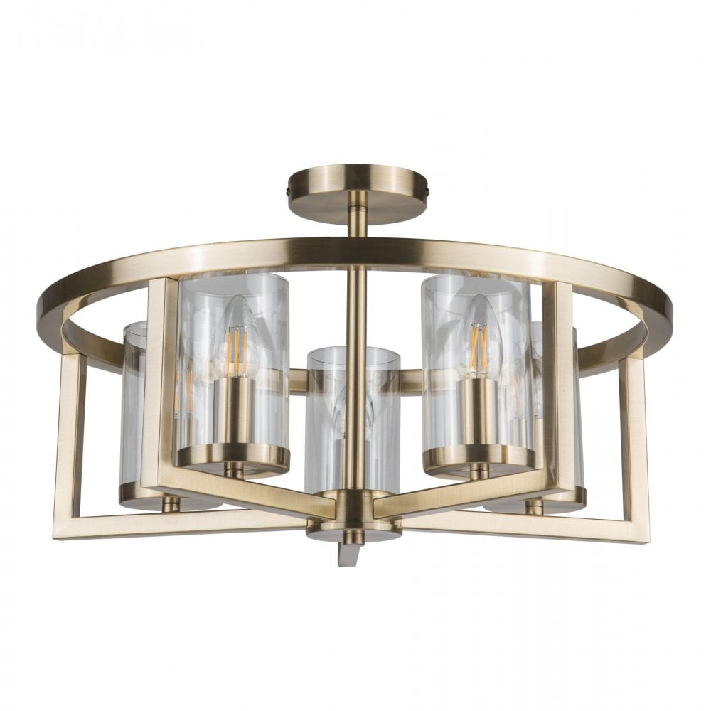 Costello 5 Light Antique Brass Semi Flush