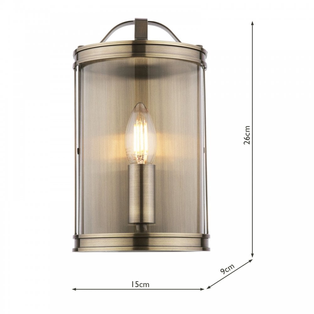 Harrington Wall Light in Antique Brass
