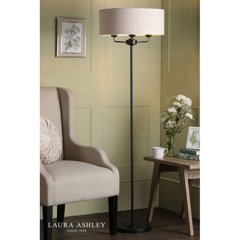 Sorrento Floor Lamp in Matt Black C/W Natural Shade