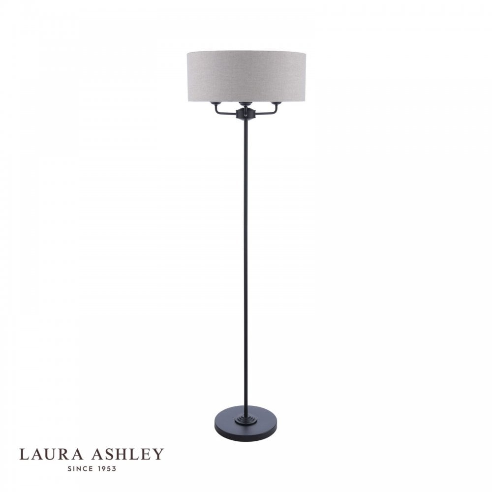 Sorrento Floor Lamp in Matt Black C/W Natural Shade