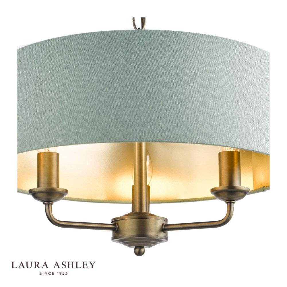 Sorrento 3 Light Pendant in Antique Brass C/W Green Shade