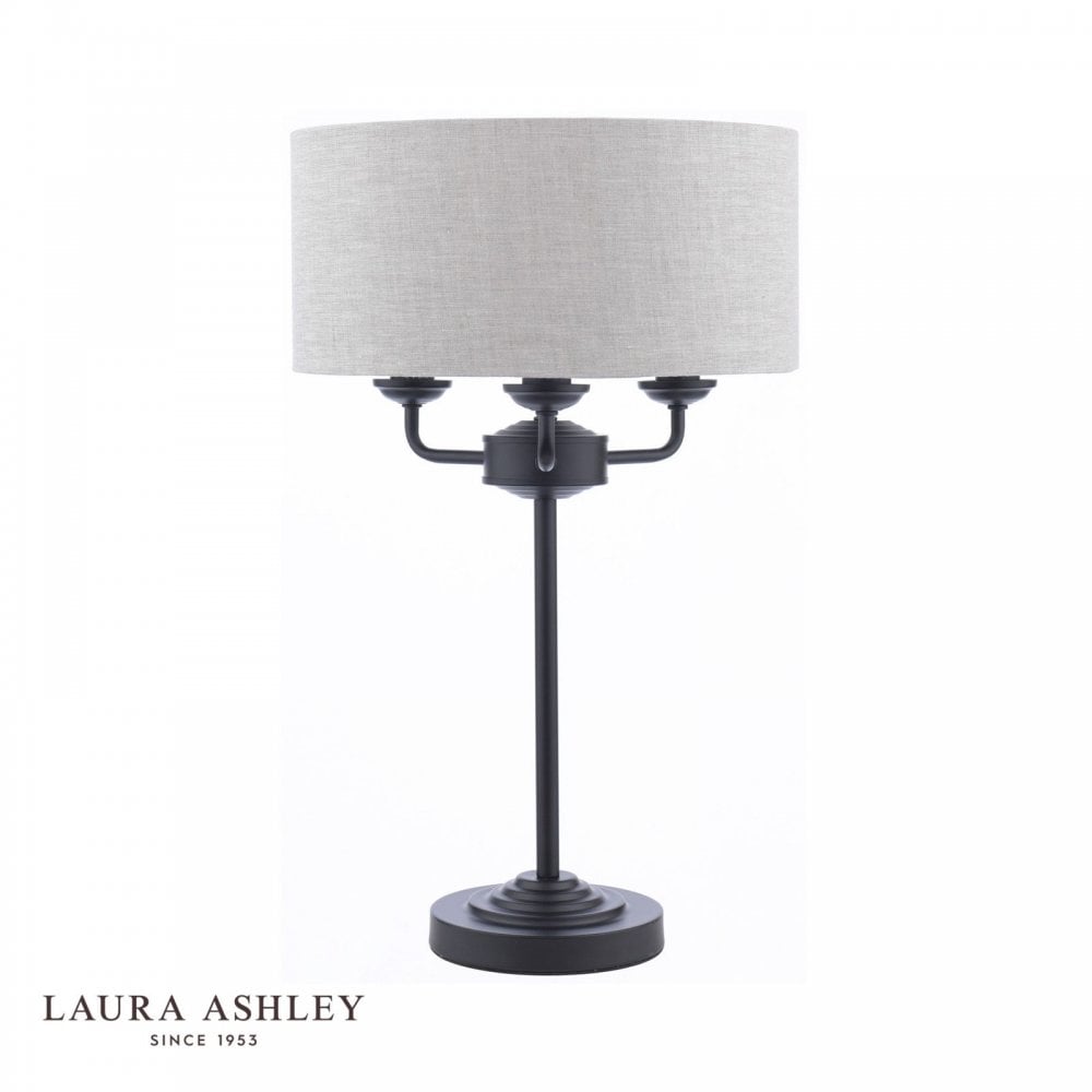 Sorrento Matt Black Table Lamp with Natural Shade