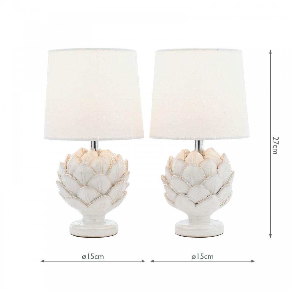 Artichoke White Twin Pack Table Lamp C/W Shade