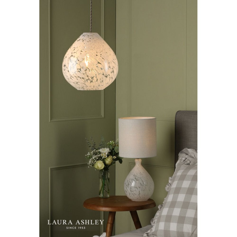 Confetti White Glass Table Lamp C/W Shade