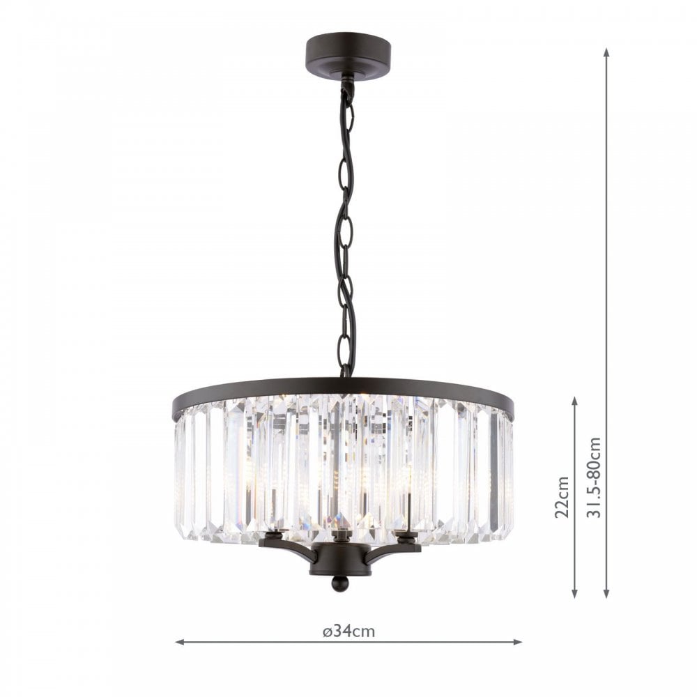 Elkwood 3 Light Pendant in Black