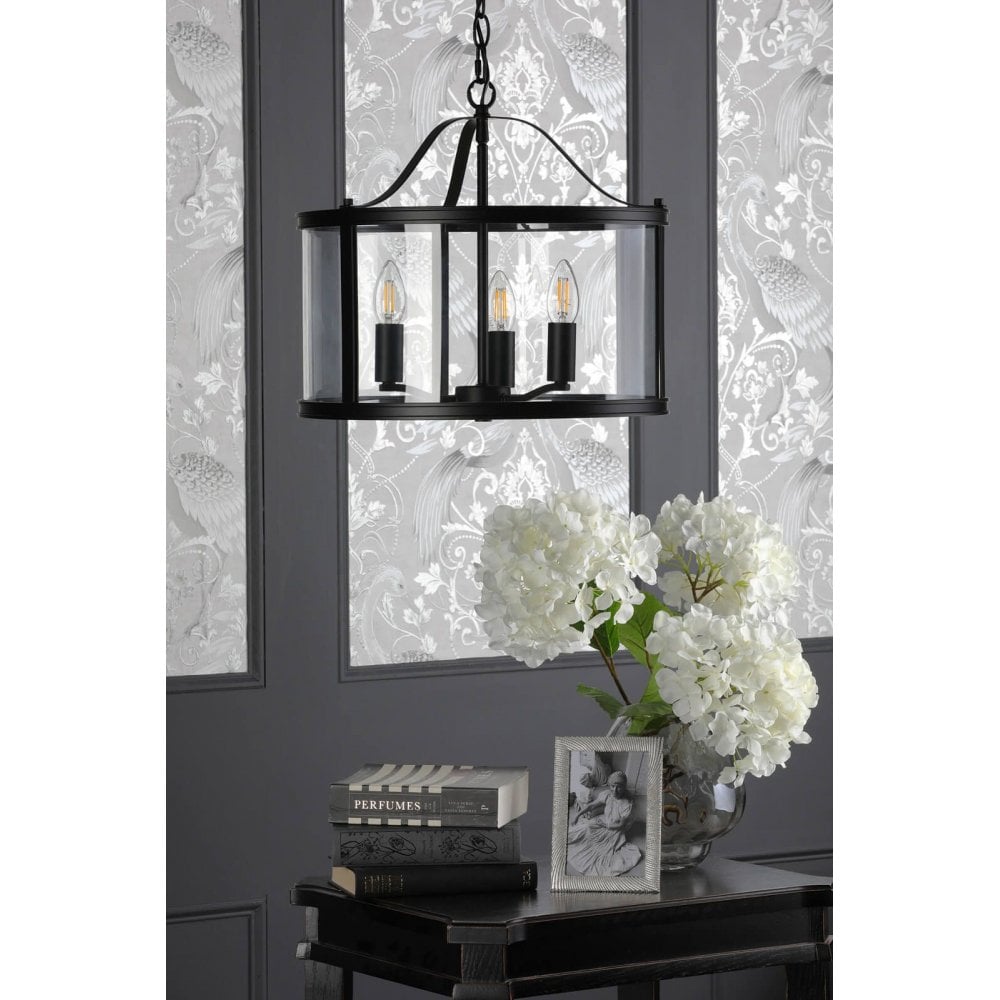 Harrington 3 Light Matt Black Pendant