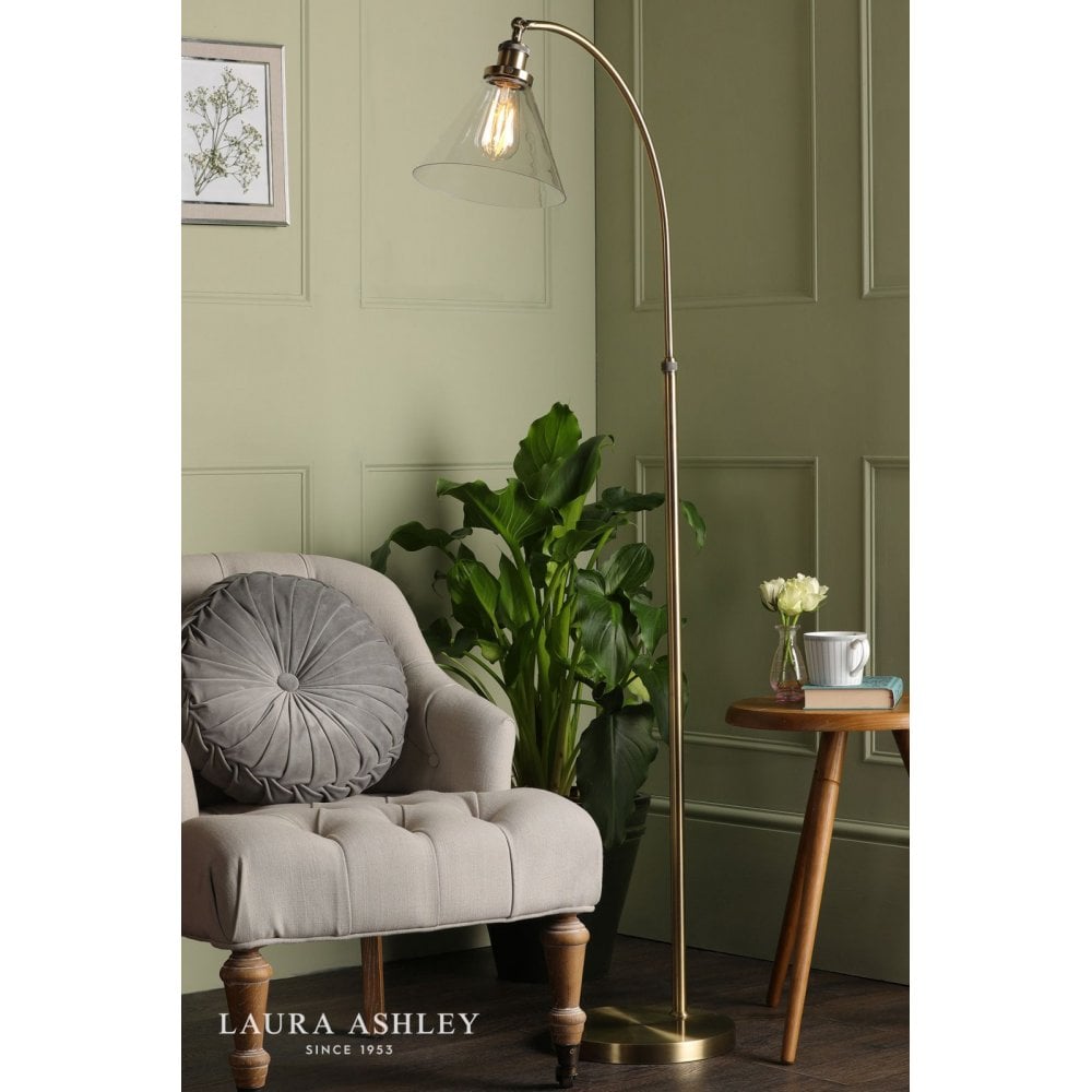 Isaac Antique Brass & Glass Floor Lamp
