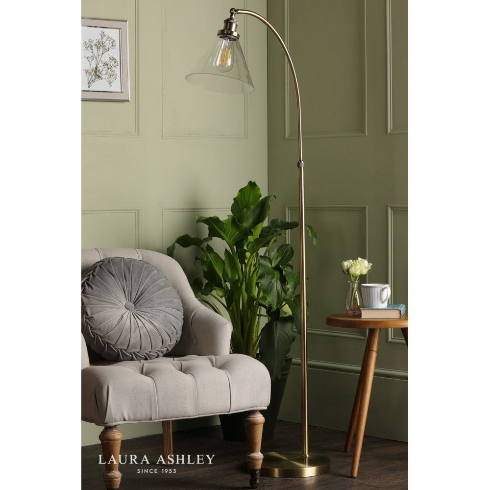 Isaac Antique Brass & Glass Floor Lamp