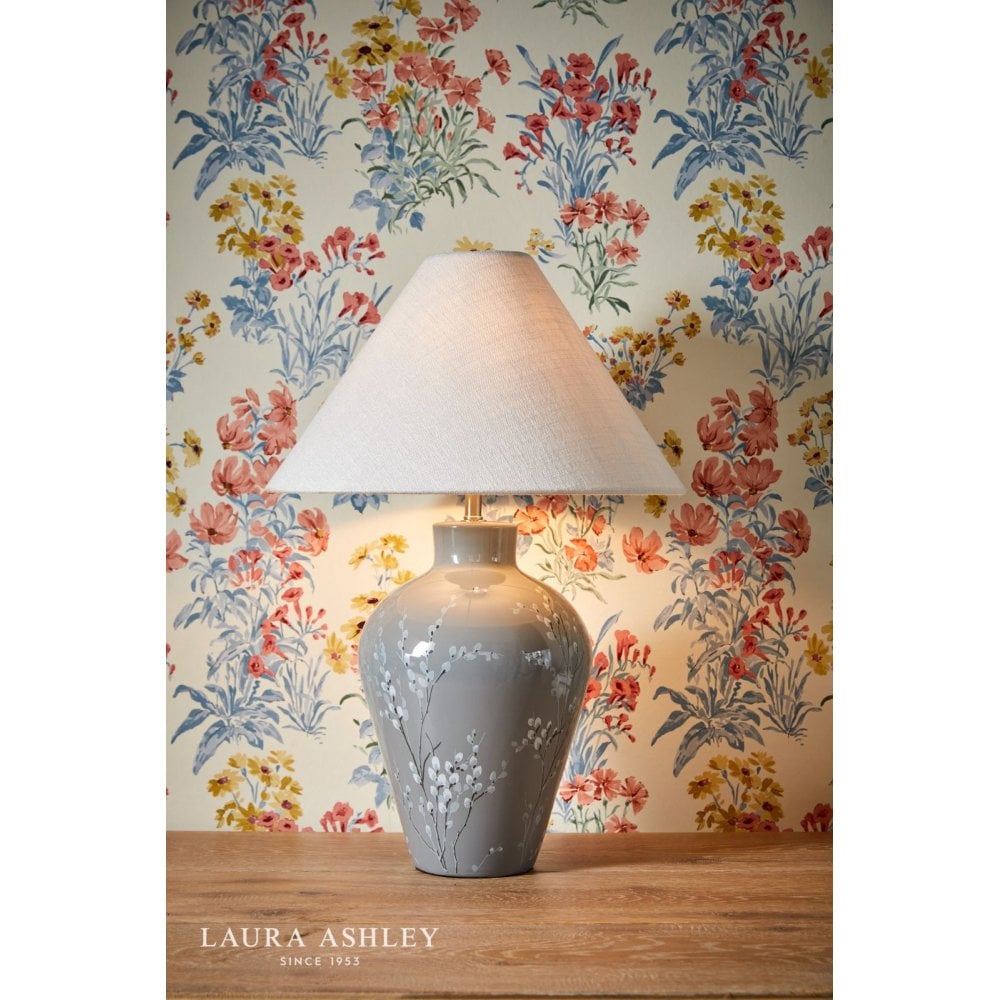 Pussywillow Grey Ceramic Table Lamp C/W Shade