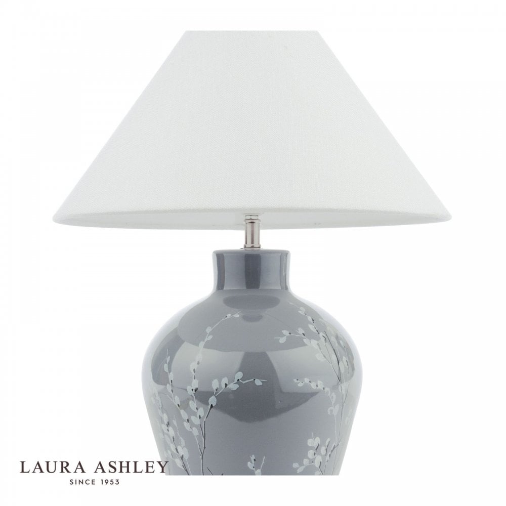 Pussywillow Grey Ceramic Table Lamp C/W Shade