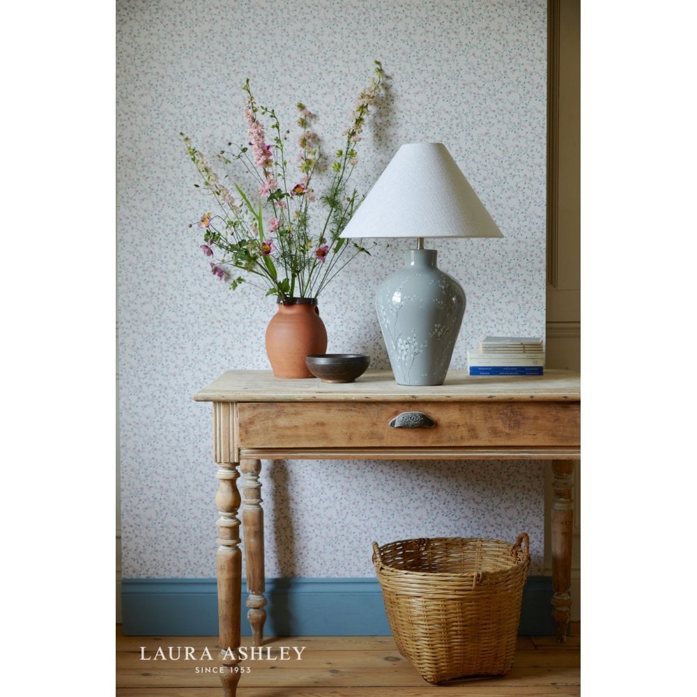 Pussywillow Grey Ceramic Table Lamp C/W Shade