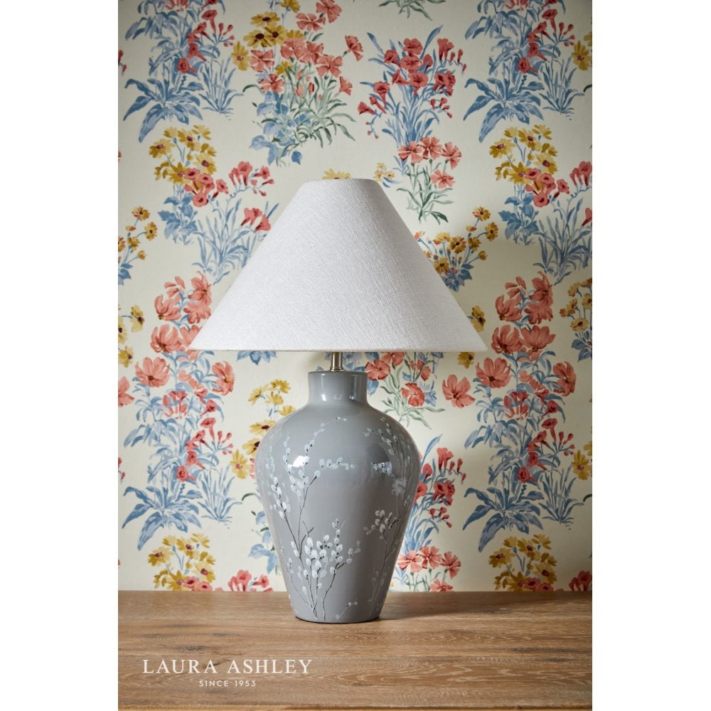 Pussywillow Grey Ceramic Table Lamp C/W Shade