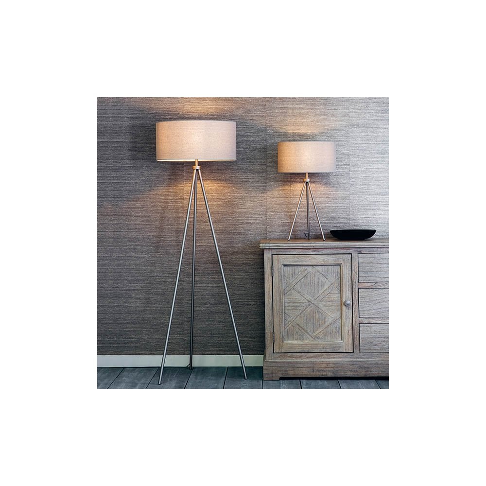 Tri Floor Lamp in Nickel C/W Shade