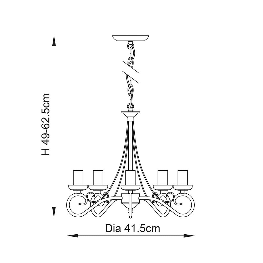 Trafford 5 Light Ceiling Pendant in Antique Silver