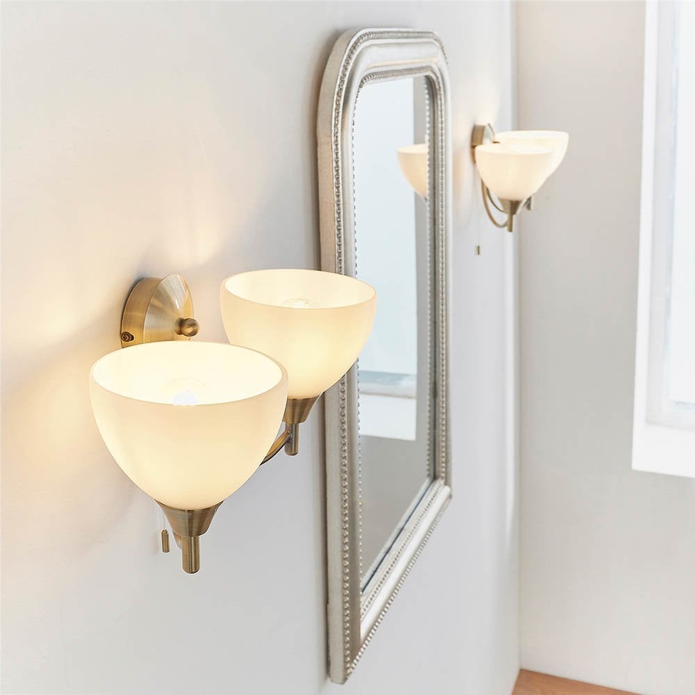 Alton Double Wall Light in Antique Brass