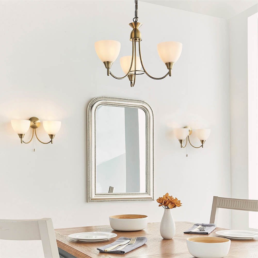 Alton Double Wall Light in Antique Brass