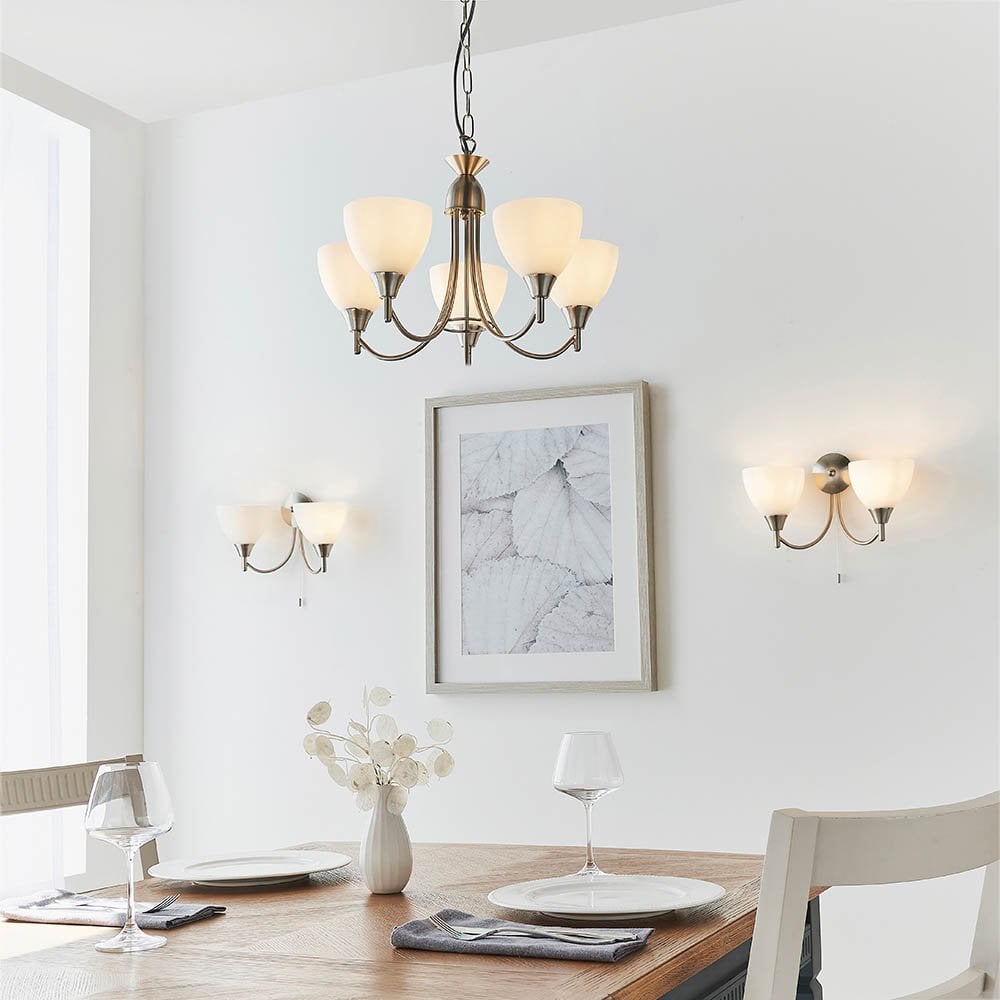 Alton Double Wall Light in Satin Chrome
