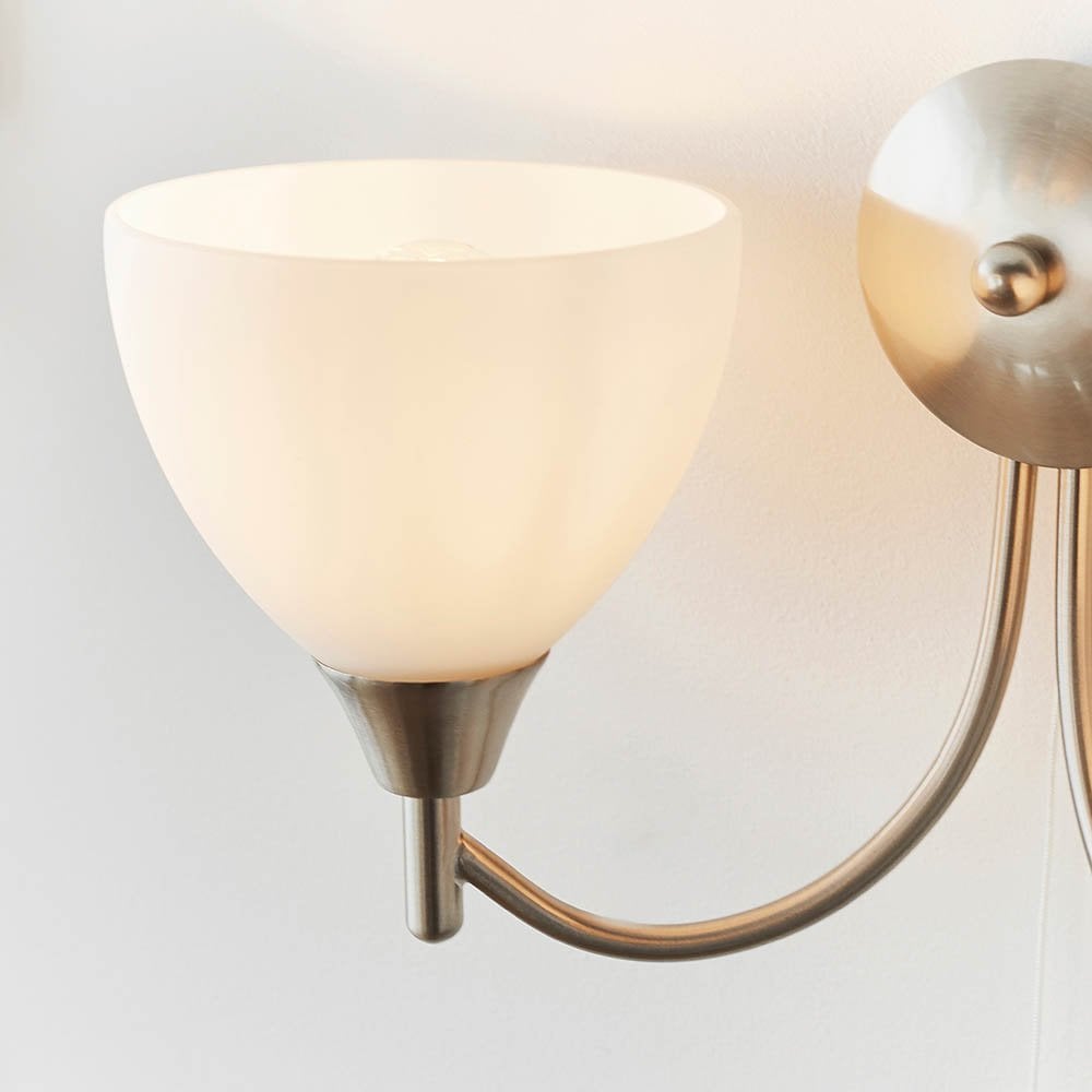 Alton Double Wall Light in Satin Chrome