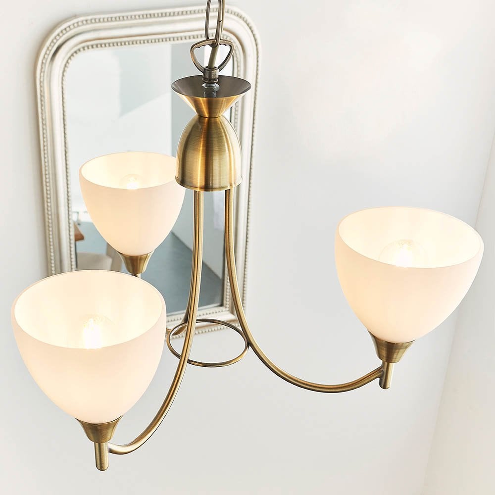 Alton 3 Light Ceiling Fitting in Antique Brass