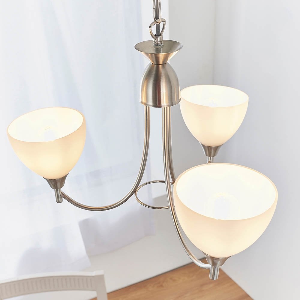 Alton 3 Light Ceiling Fitting in Satin Chrome