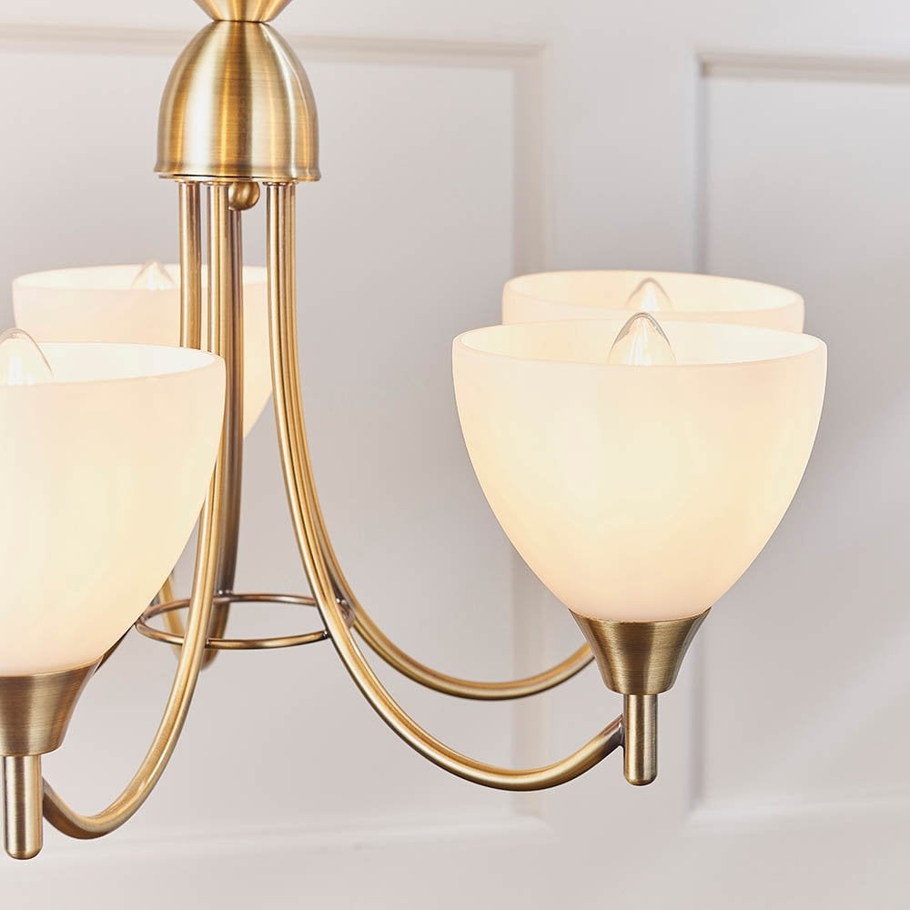 Alton 5 Light Ceiling Fitting in Antique Brass