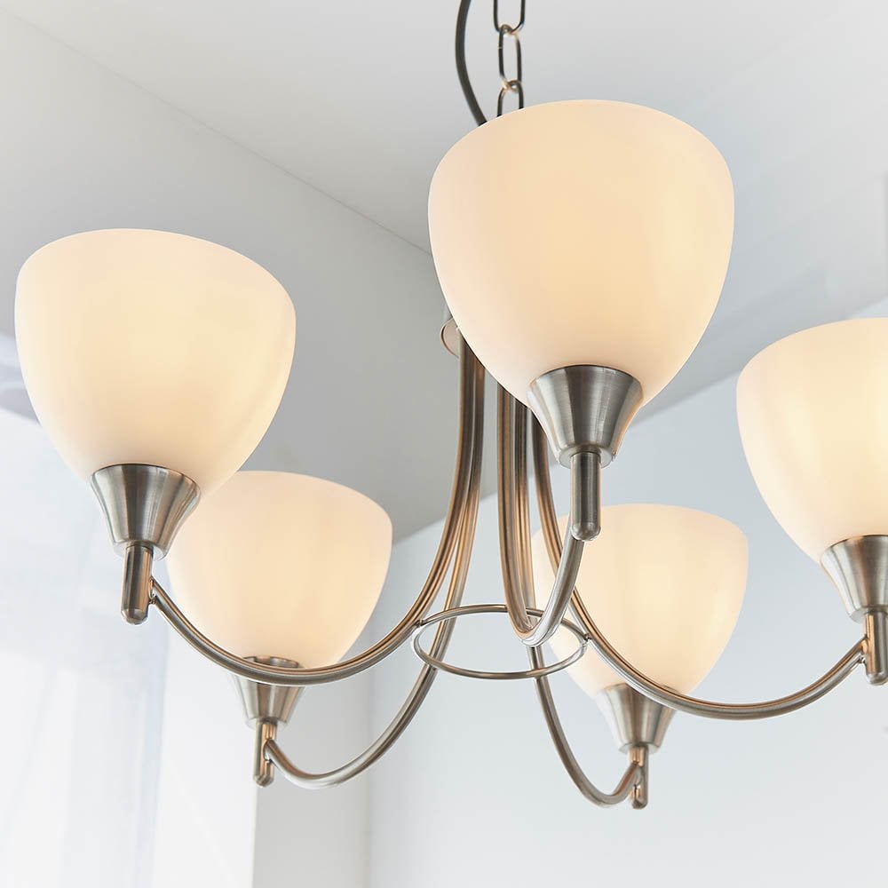 Alton 5 Light Ceiling Fitting in Satin Chrome