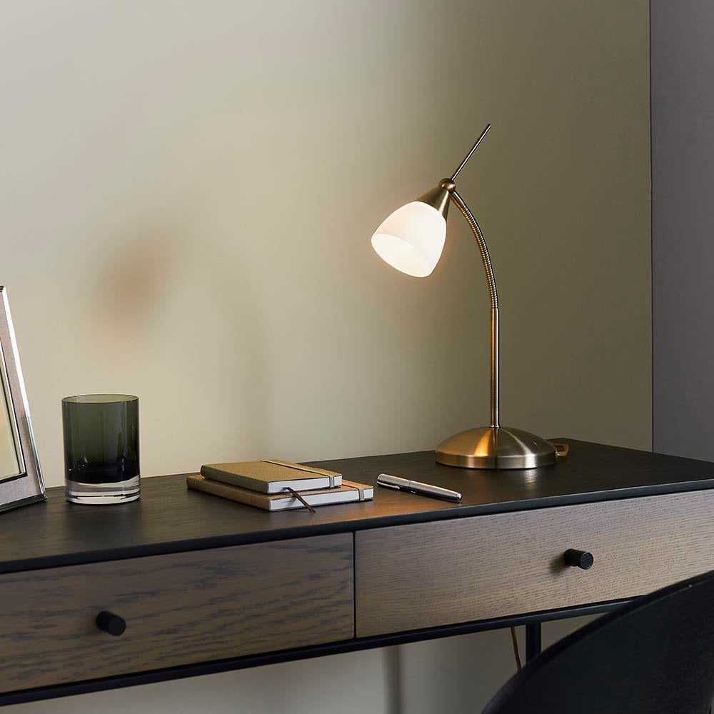 Range Touch Table Lamp in Antique Brass