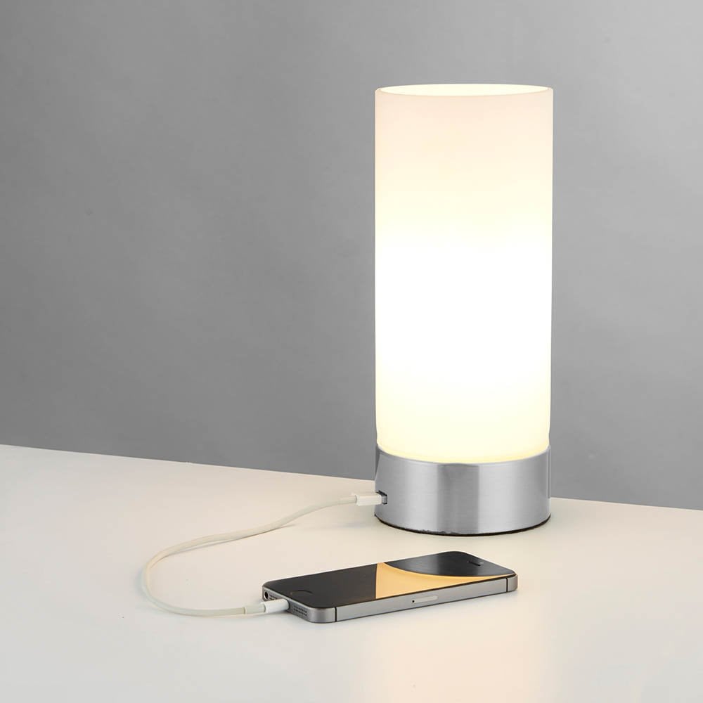 Dara Table Lamp with USB in Nickel Finish