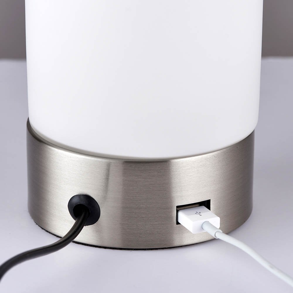Dara Table Lamp with USB in Nickel Finish