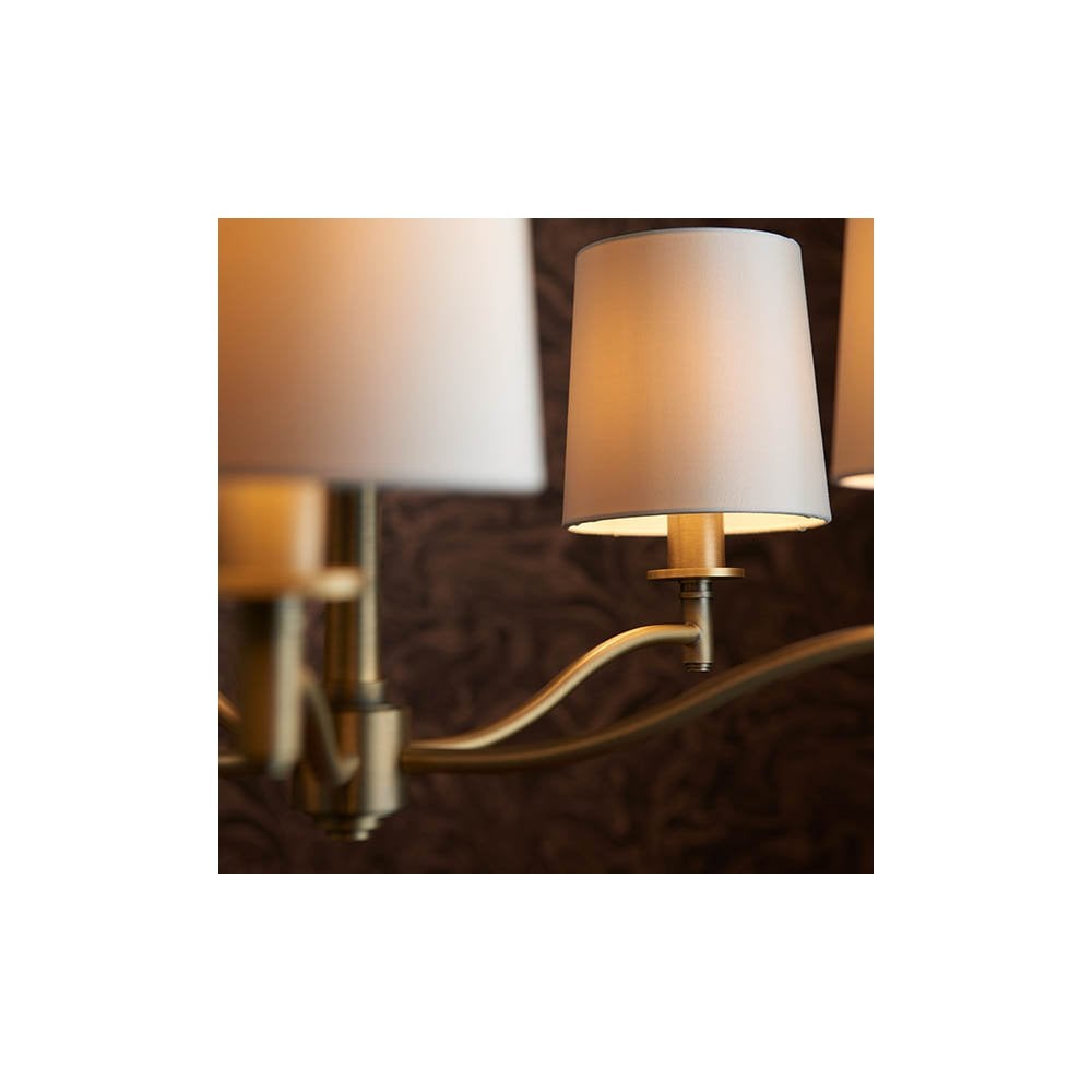 Ortona 5 Light Pendant in Antique Brass C/W Shades