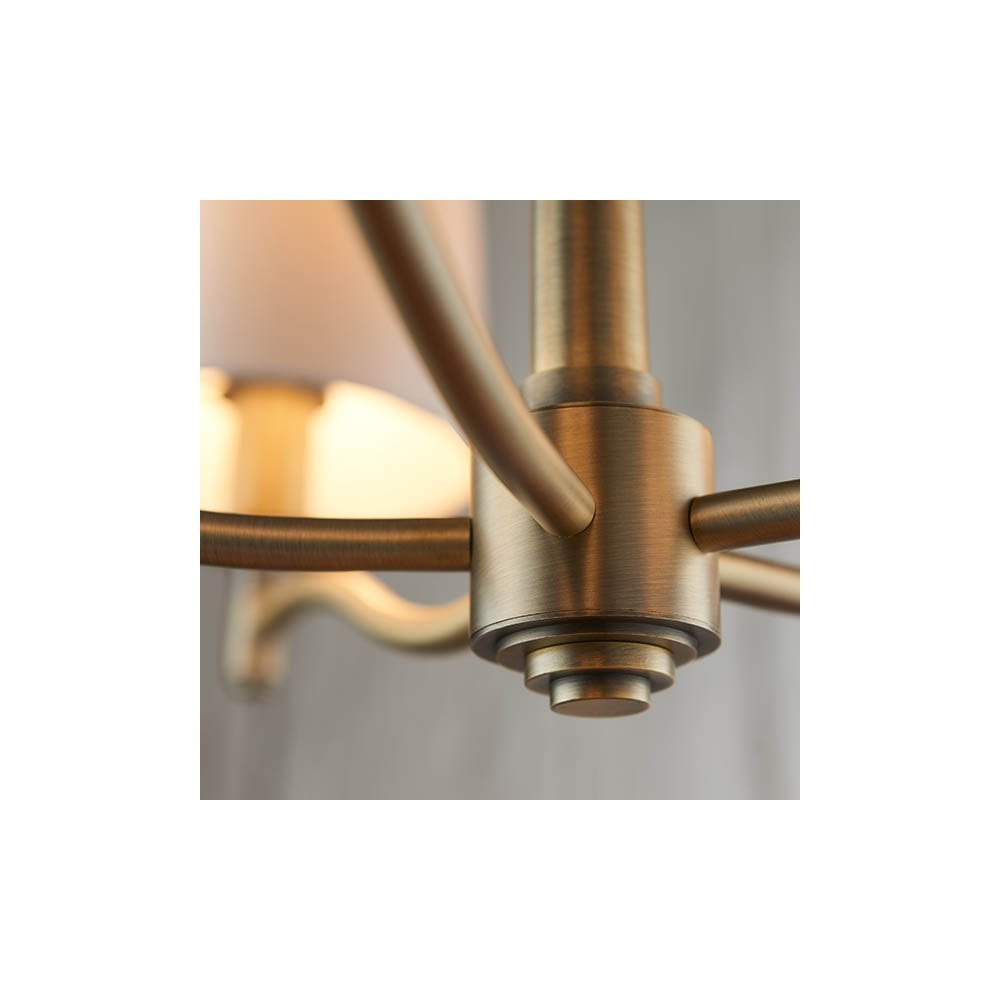 Ortona 5 Light Pendant in Antique Brass C/W Shades