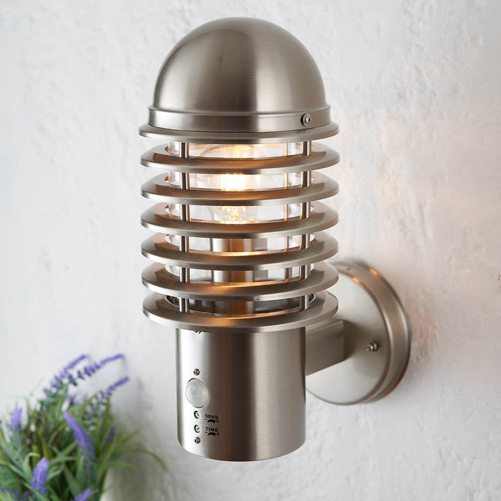 Louvre PIR Wall Light in Stainless Steel IP44
