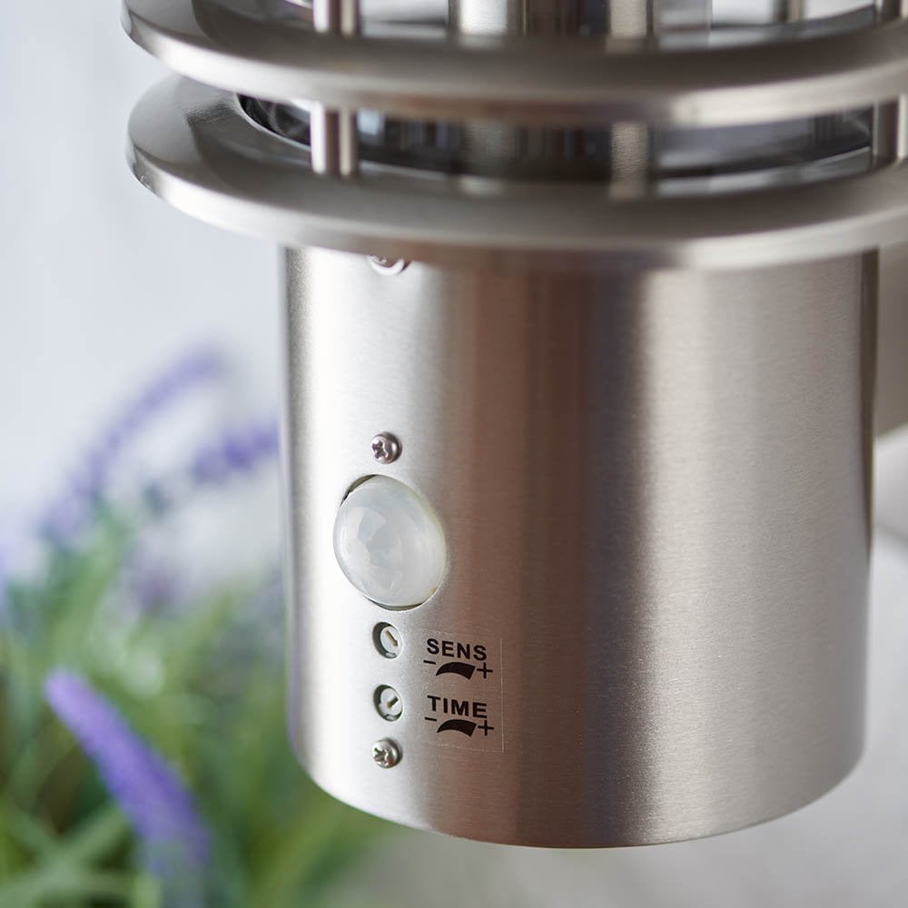 Louvre PIR Wall Light in Stainless Steel IP44