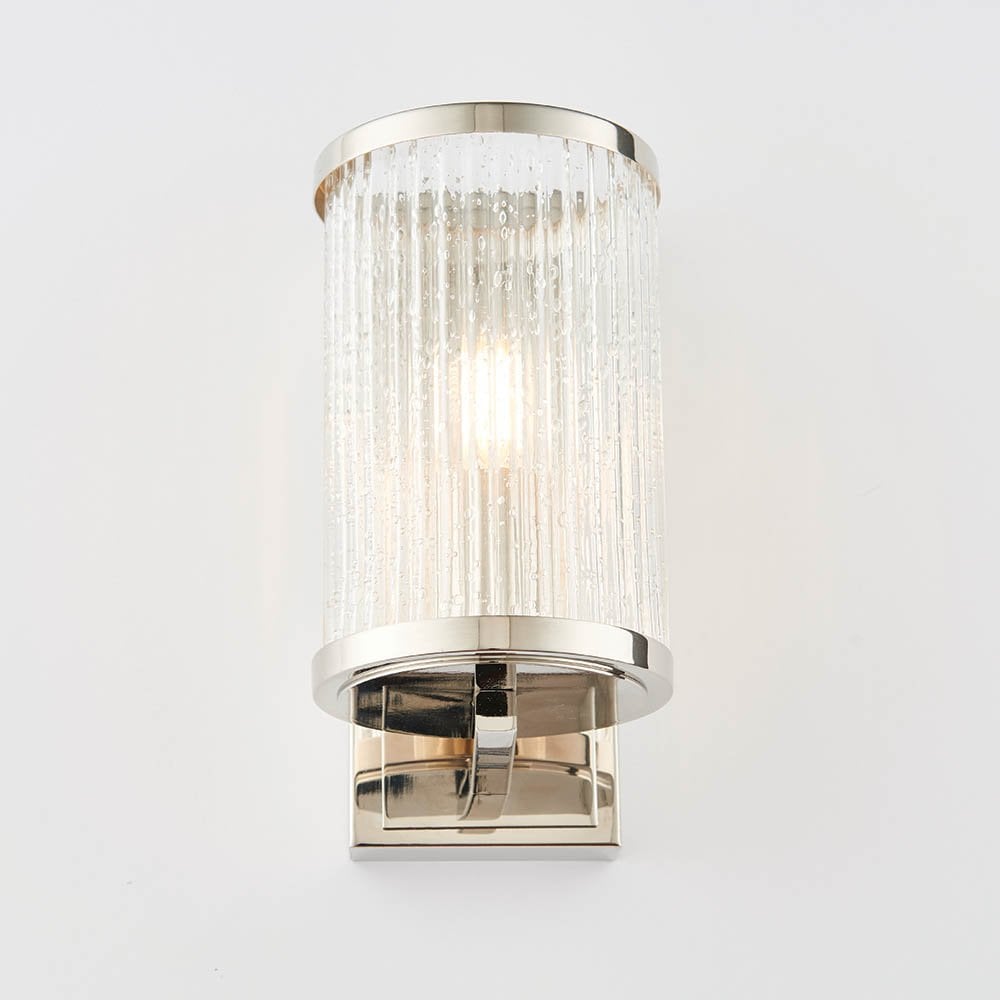 Easton Wall Light in Nickel with Ribbed Glass