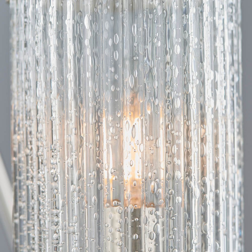 Easton 3 Light Semi-Flush in Nickel with Ribbed Glass
