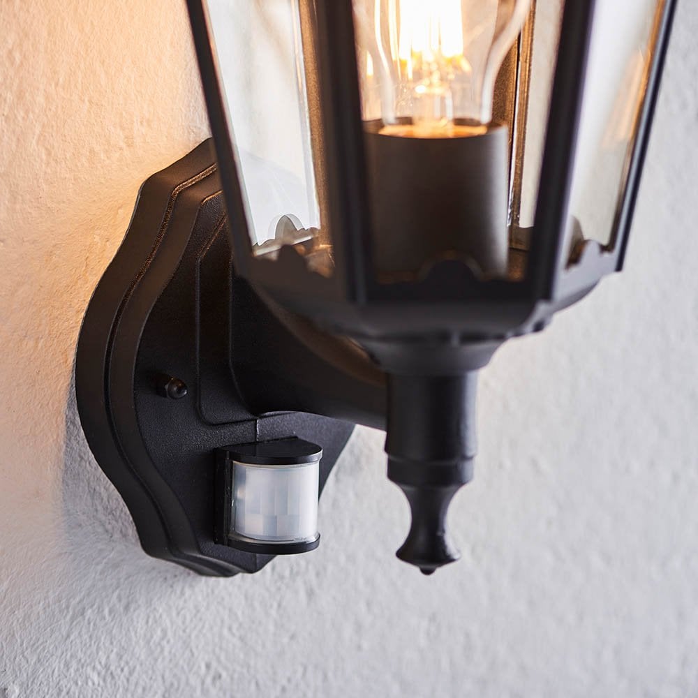 Burford Wall Light in Black Finish PIR Sensor IP44
