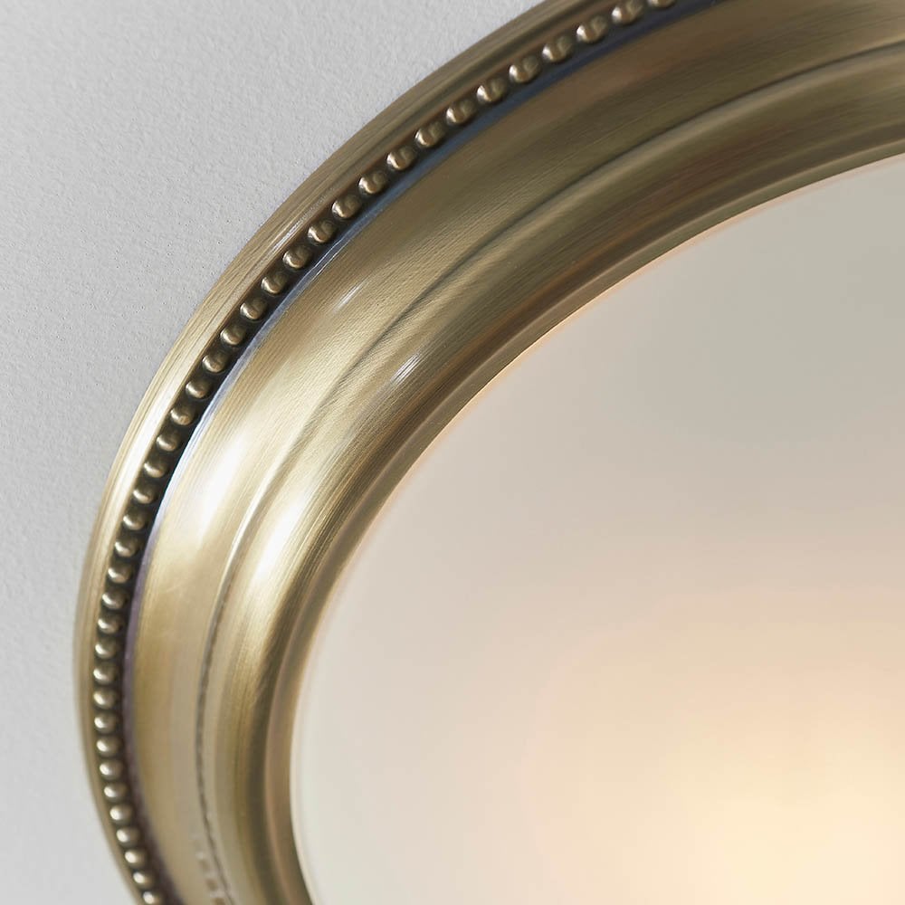 Atlas 2 Light Flush fitting in Antique Brass