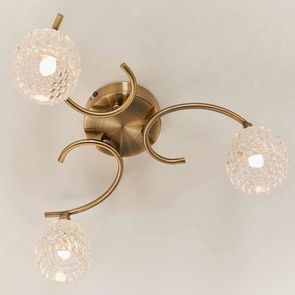 Boyer 3 Light Semi Flush in Antique Brass