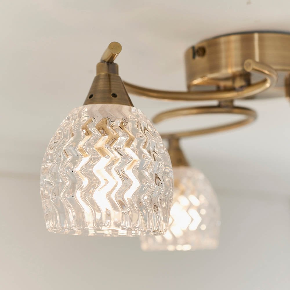 Boyer 3 Light Semi Flush in Antique Brass