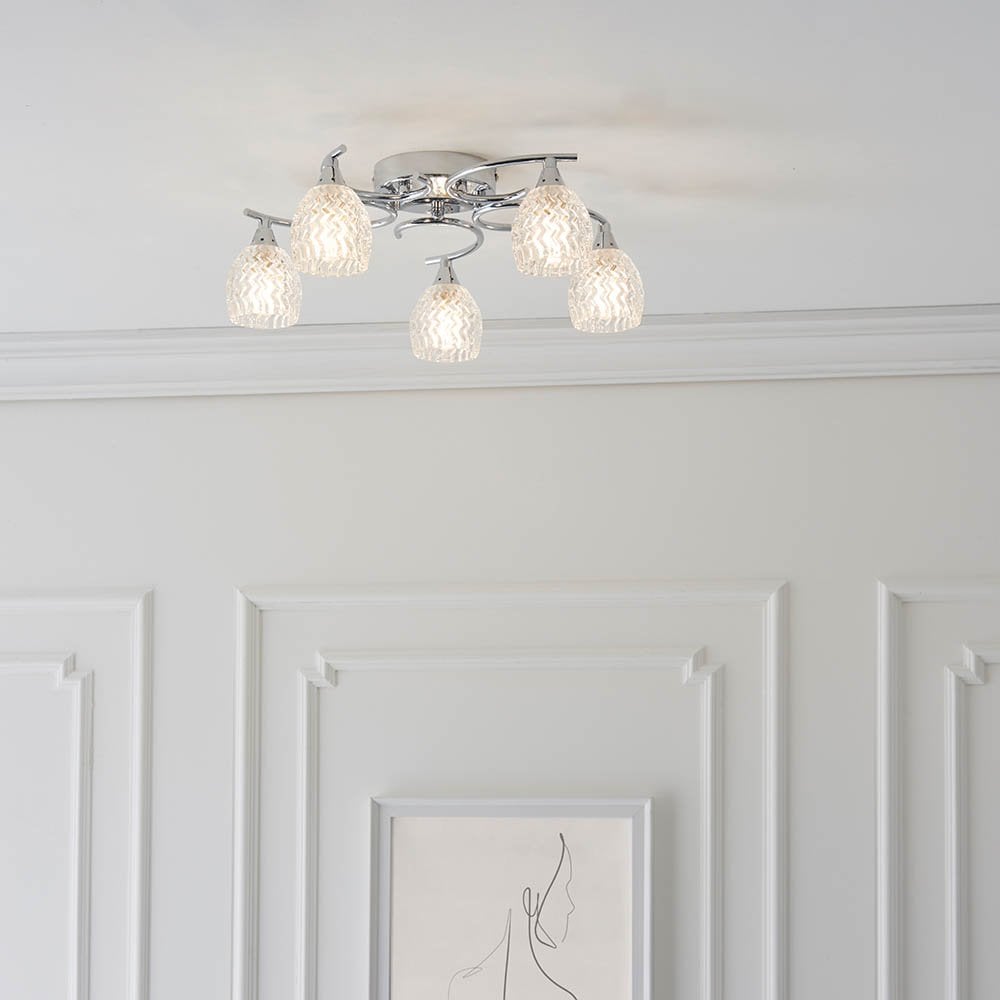 Boyer 5 Light Semi Flush in Chrome