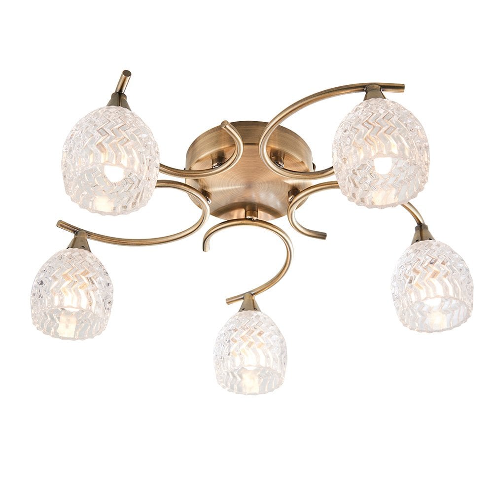 Boyer 5 Light Semi Flush in Antique Brass