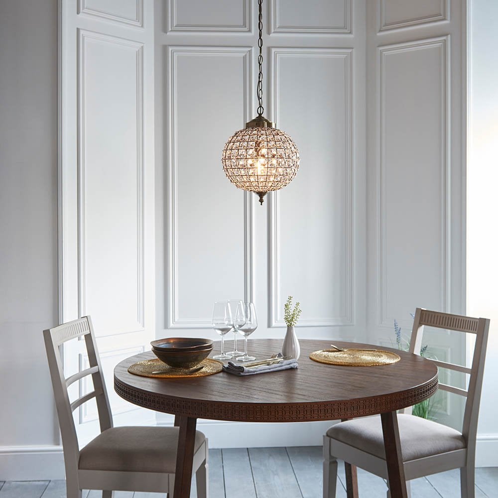 Tanaro Antique Brass Pendant with Clear Bead Detail